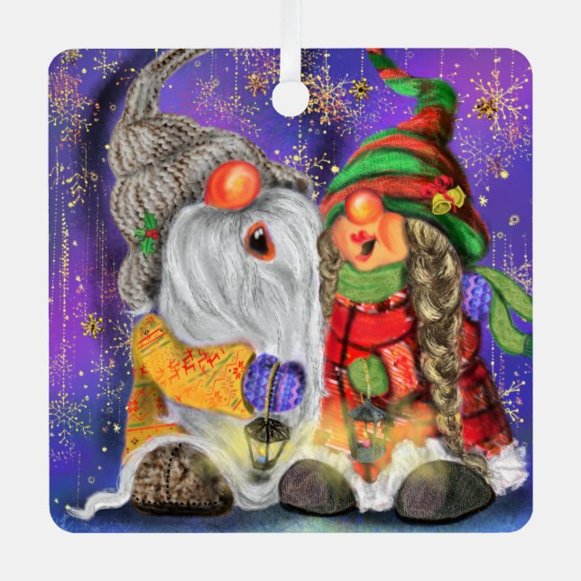 Happy Gnomes Christmas Ornament (Front)