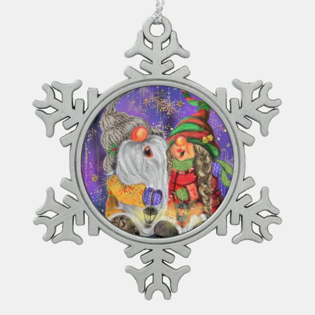 Happy Gnomes Christmas Ornament (Front)