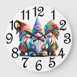 Happy Gnomes Large Clock