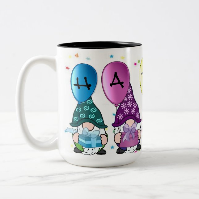 Happy Gnomes Two-Tone Coffee Mug (Left)