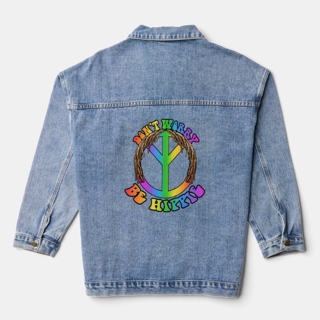 Happy Go Hippie Rasta With Upright Dreadlocks  Denim Jacket (Back)