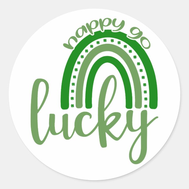 Happy Go Lucky 🍀 Classic Round Sticker (Front)