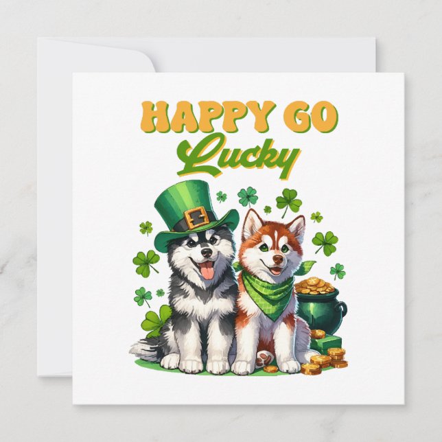 Happy Go Lucky Cute Husky St. Patricks Day (Front)