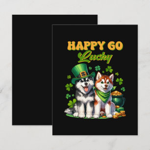 Happy Go Lucky Cute Husky St. Patricks Day Card