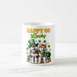 Happy Go Lucky Cute Husky St. Patricks Day Coffee Mug