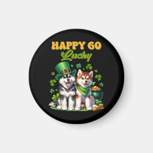 Happy Go Lucky Cute Husky St. Patricks Day Magnet