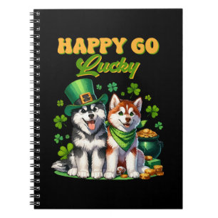 Happy Go Lucky Cute Husky St. Patricks Day Notebook