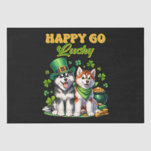 Happy Go Lucky Cute Husky St. Patricks Day Tissue Paper