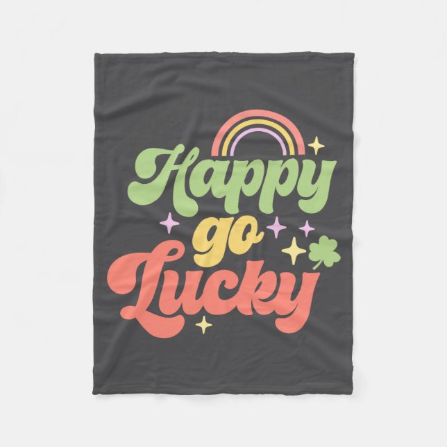 Happy Go Lucky  Fleece Blanket (Front)