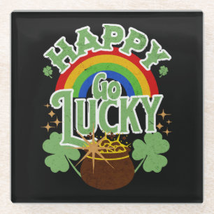 Happy Go Lucky Glass Coaster
