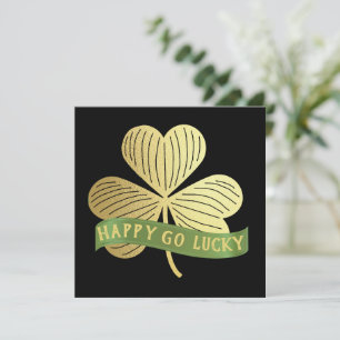 Happy Go Lucky Gold Shamrock St Patrick's Day 