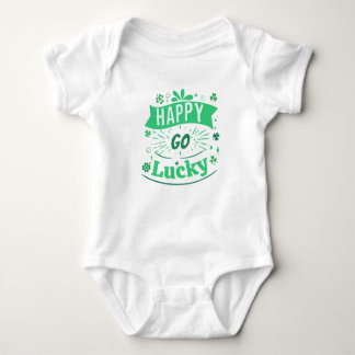 Happy Go Lucky Green Flowers Clover Decor Baby Bodysuit