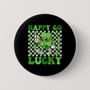 Happy Go Lucky Shamrock Irish St Patricks Day Groo 6 Cm Round Badge
