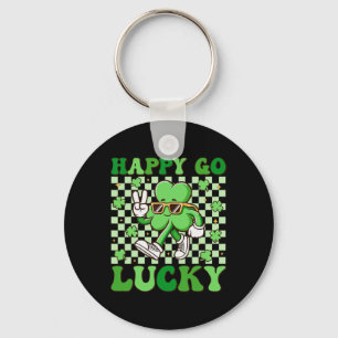 Happy Go Lucky Shamrock Irish St Patricks Day Groo Key Ring