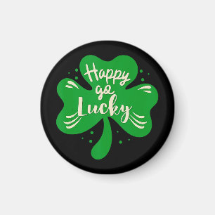 Happy Go Lucky Shamrock St. Patricks Day Magnet
