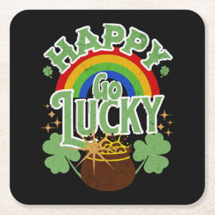 Happy Go Lucky Square Paper Coaster