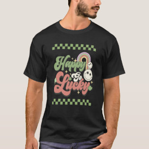 Happy Go Lucky St Patrick's Day Groovy Retro T-Shirt