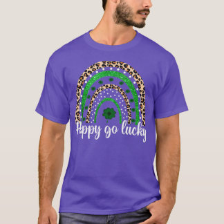 Happy Go Lucky St Patricks Day Rainbow Lucky Clove T-Shirt