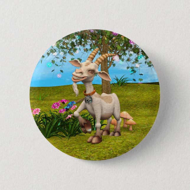 Happy Goat 6 Cm Round Badge (Front)