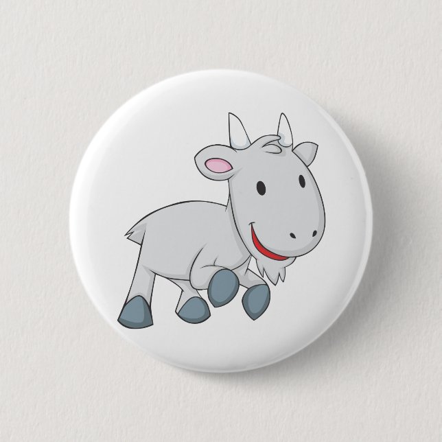 Happy Goat 6 Cm Round Badge (Front)