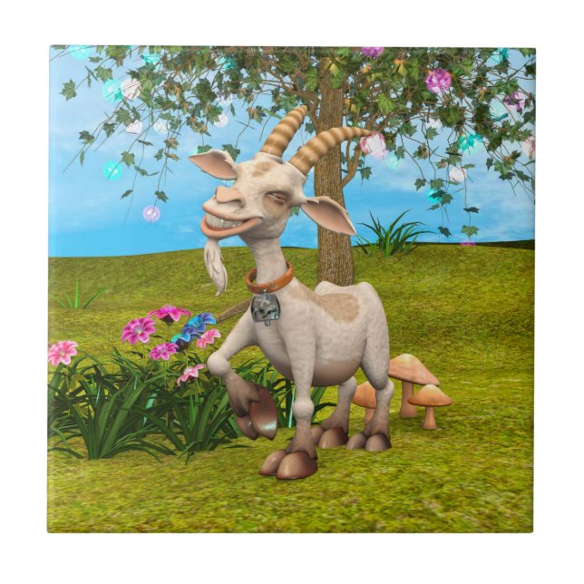 Happy Goat Ceramic Tile (Front)