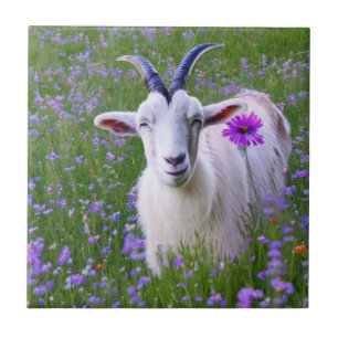 Happy Goat Ceramic Tile