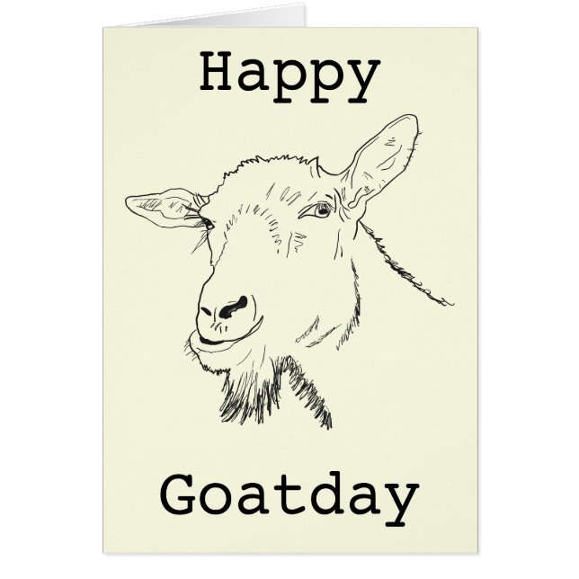 Happy Goat Day Funny Quirky Animal Art Drawing (Front)