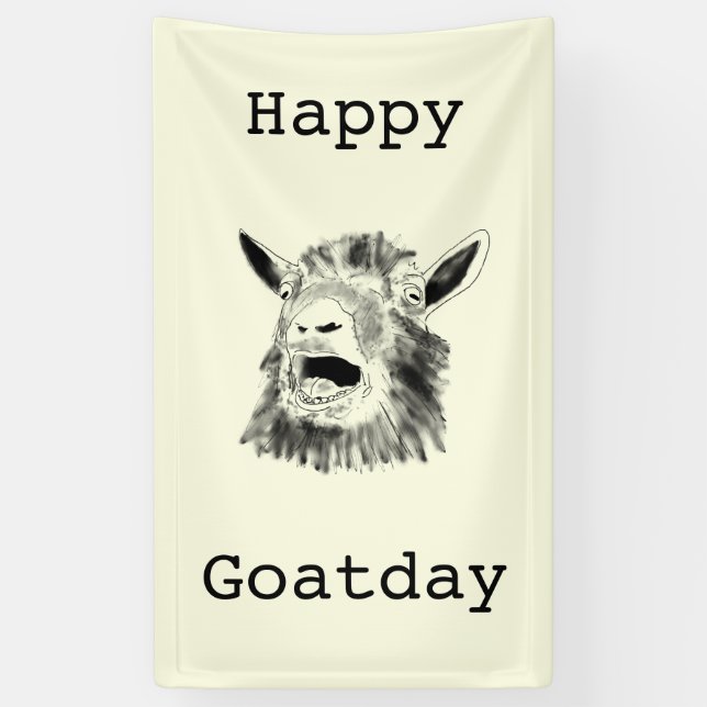 Happy Goat Day Funny Screaming Animal Birthday Art Banner (Vertical)