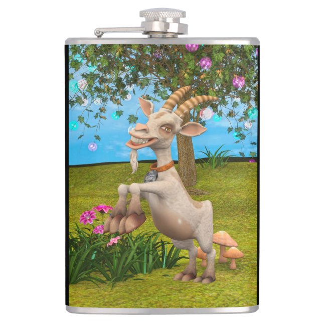 Happy Goat Hip Flask (Front)