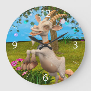 Happy Goat Large Clock
