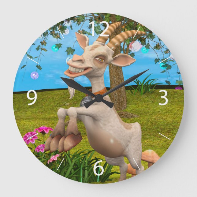 Happy Goat Large Clock (Front)