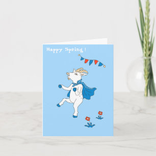 Happy Goat Spring Greeting Card