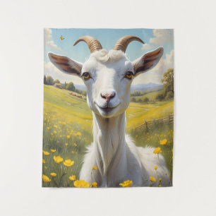Happy Goat Vibrant Buttercup Meadow Tapestry