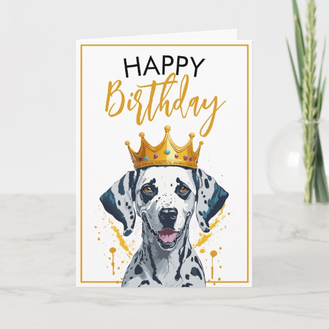 Happy Gold and Black Dalmatian Birthday Card (Front)