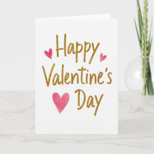Happy Gold Foil Hearts Valentines Card
