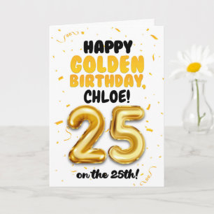 Happy Golden Birthday, 25th Birthday Card 