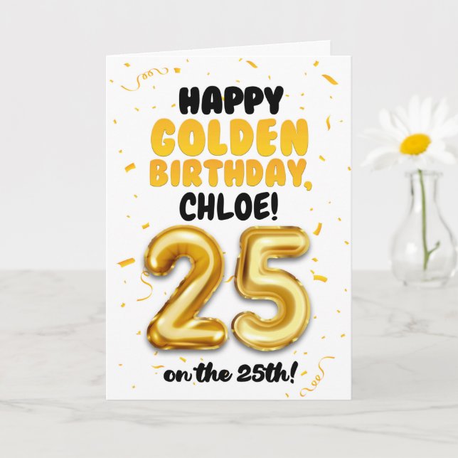 Happy Golden Birthday, 25th Birthday Card  (Small Plant)