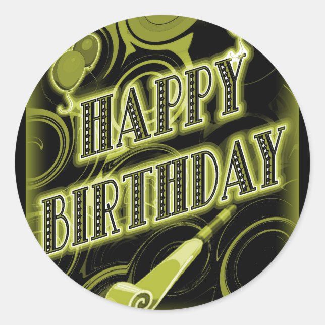 Happy Golden Birthday Classic Round Sticker (Front)