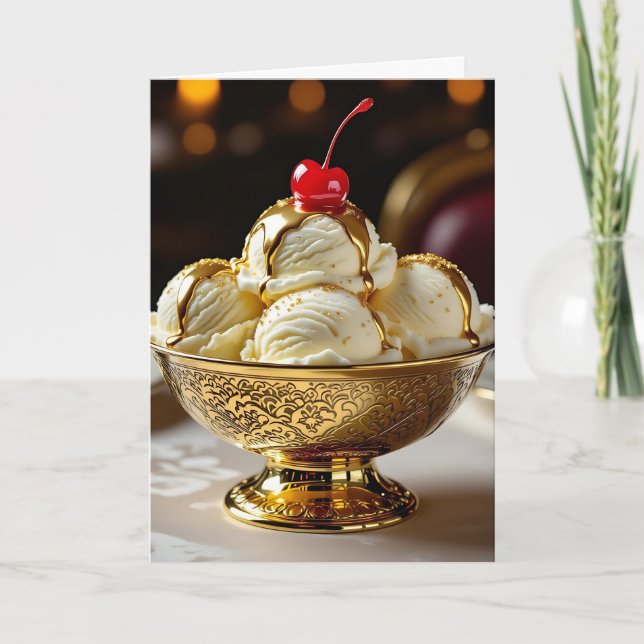 Happy Golden Birthday | Ice Cream Sundae Card (Front)