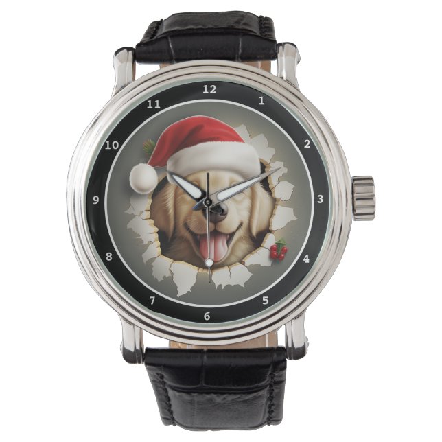 Happy Golden Dog Christmas Display Watch (Front)
