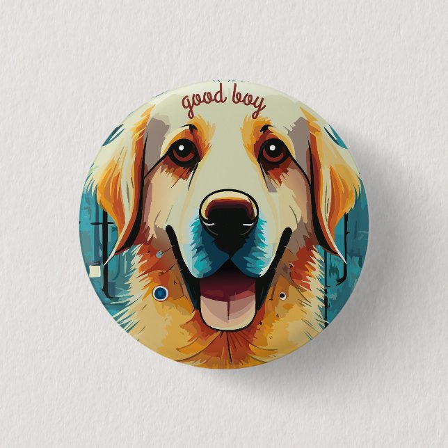 Happy Golden Retriever 3 Cm Round Badge (Front)