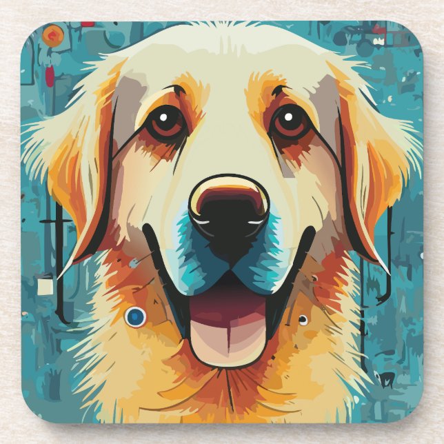 Happy Golden Retriever Coaster (Front)