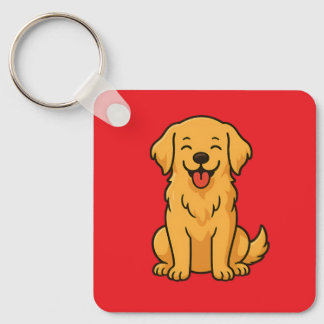 Happy Golden Retriever Dog – Cute Funny Pets Key Ring