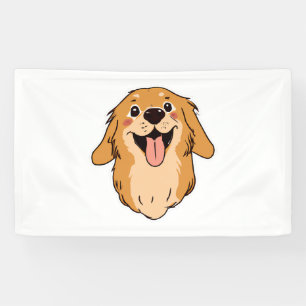 Happy Golden Retriever Dog Lover Puppy Retro Banner