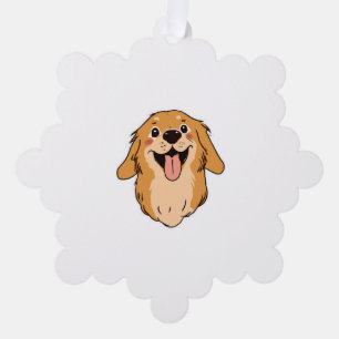 Happy Golden Retriever Dog Lover Puppy Retro Tree Decoration Card