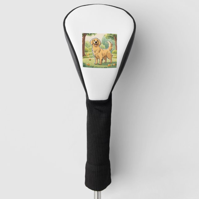 Happy Golden Retriever   Golf Head Cover (Front)