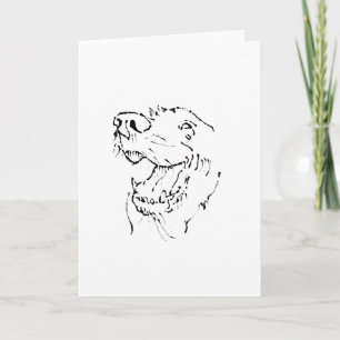 Happy Golden Retriever, Ink Illustration Card
