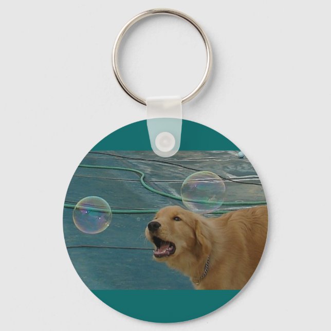 Happy Golden Retriever Key Ring (Front)
