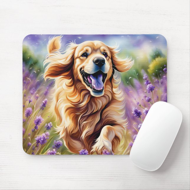 Happy Golden Retriever  Mouse Pad (With Mouse)