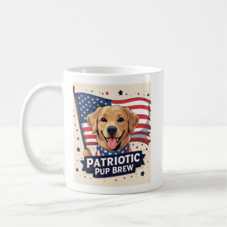 Happy Golden Retriever Patriotic Pup Brew Mug